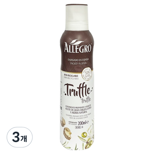 ALLEGRO 엑스트라 버진 올리브 오일 트러플향, 3개, 200ml