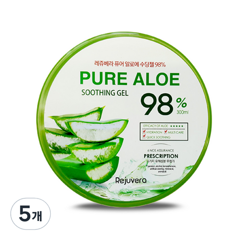 레쥬베라 퓨어 알로에 98% 수딩 젤, 300ml, 5개