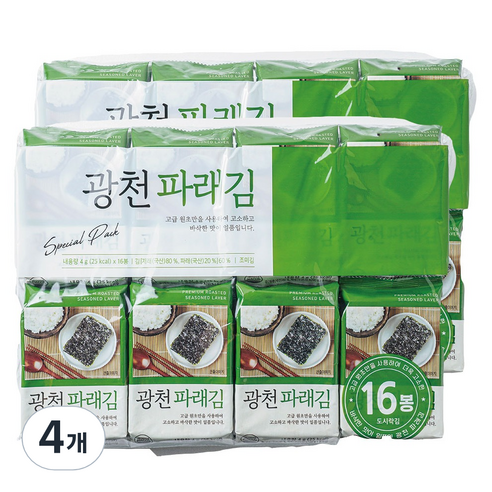광천 파래김 16p, 64g, 4개