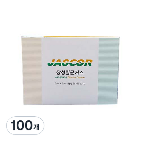 장성 8겹 멸균거즈 3호 5cm X 5cm, 5개입, 100개
