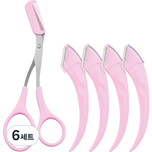 메리쏘드 깔끔착 눈썹 정리 세트, 핑크, 6세트