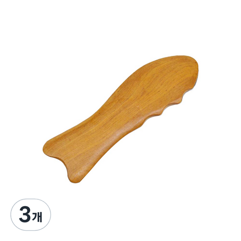 라이프포인트 괄사 지압 마사지기, 3개, 우드(물고기)