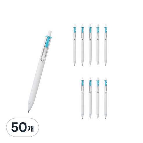 유니볼 원 중성 잉크펜 0.5mm, 스카이블루, 50개