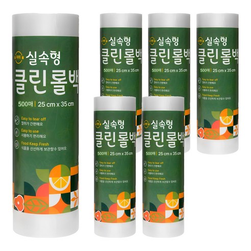 원스마켓 식품포장용 위생롤백 중형 25cm x 35cm, 중(M), 500개입, 6개