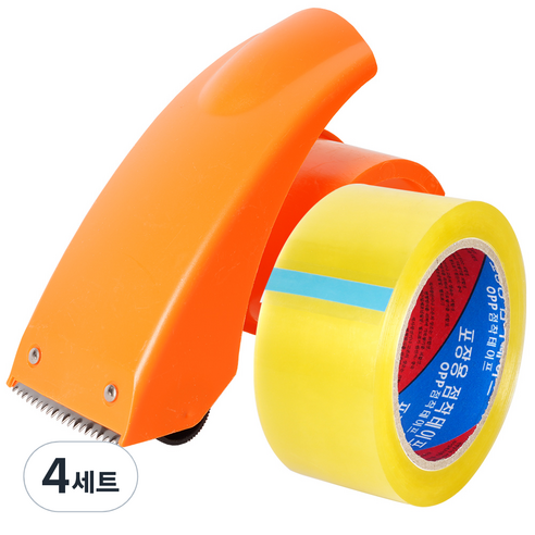 코멧 투명 박스 테이프 48mm x 50m + 커터기 세트, 4세트