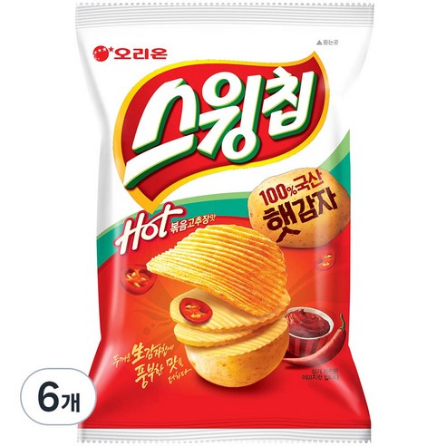 스윙칩 핫 볶음고추장맛, 124g, 6개