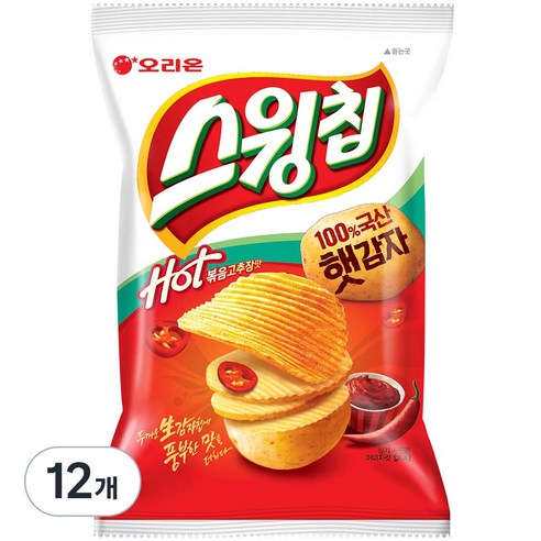 스윙칩 핫 볶음고추장맛, 124g, 12개
