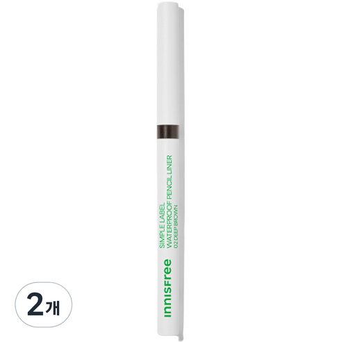 이니스프리 심플라벨 워터프루프 펜슬라이너 0.1g, 2 딥 브라운, 2개