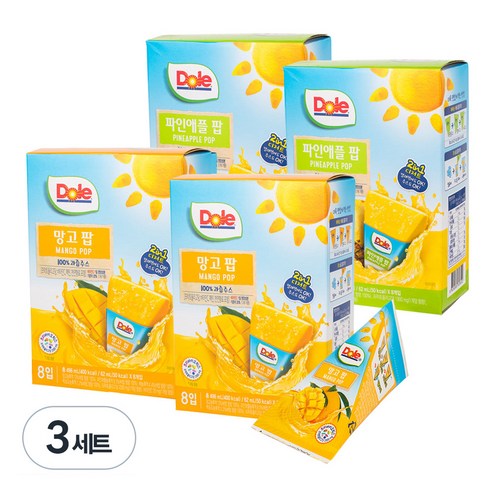 돌 파인애플 팝 주스 62ml x 16p + 망고 팝 62ml x 16p, 3세트