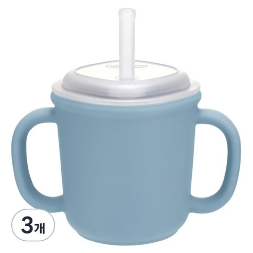 에디슨 스스로 실리콘 양손 빨대컵 200ml, 3개, 블루