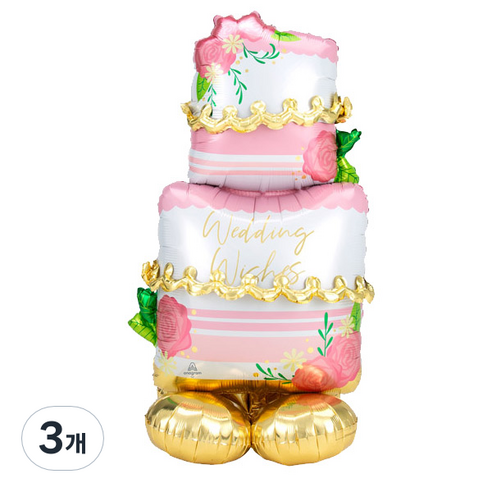 와우파티코리아 에어룬즈 웨딩 케이크 풍선, 혼합색상, 3개