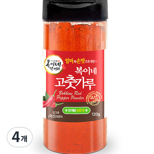 복이네먹거리 국산 순한맛 안매운 어린이 떡볶이소스용 고운고춧가루, 120g, 4개