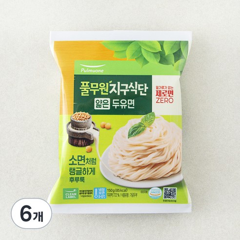 풀무원 지구식단 식물성 얇 두유면, 150g, 6개