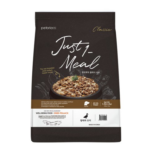 한끼뚝딱 전연령 강아지 클래식 건식사료, 황태+오리, 2.4kg, 1개