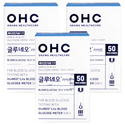 오상헬스케어 글루네오 라이트 혈당검사지, 50개입, 3개