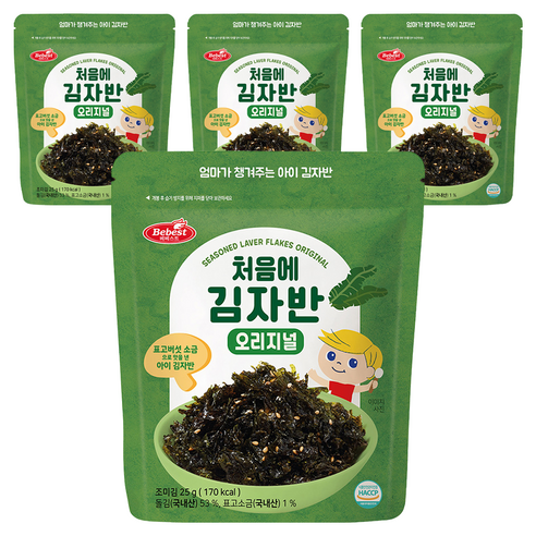 베베스트 유아용 처음에 김자반, 오리지널, 25g, 4개