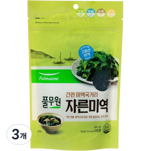 풀무원 간편한 미역국거리 미역, 3개, 50g