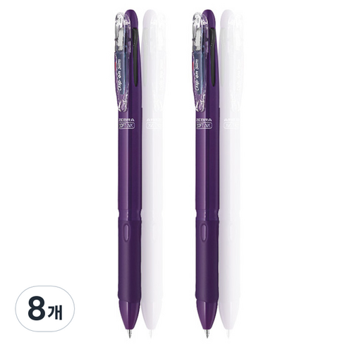 제브라 클립온 슬림 소프트 3C 3색펜 0.7mm, 다크퍼플, 8개