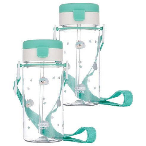 에디슨 프렌즈 흘림방지 에코젠 빨대컵 350ml, 2개, 공룡 에디노
