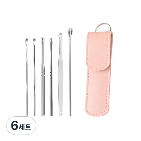 휴대용 귀이개 세트 핑크, 6세트