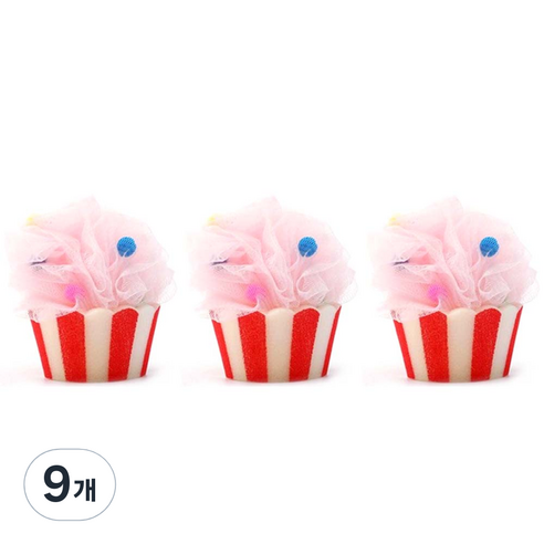 원이네 아이스크림 무지개 캐릭터 샤워볼, 핑크 컵 아이스크림, 1개입, 9개