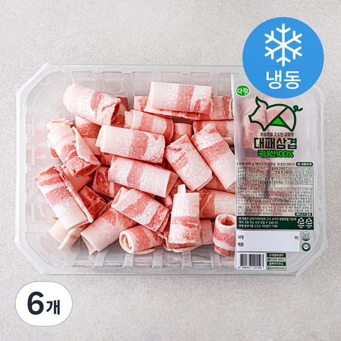 다향 국내산 대패 삼겹살 (냉동), 800g, 6개