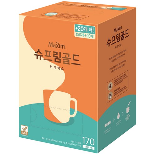 맥심 슈프림 골드 커피믹스, 13.5g, 170개입, 1개
