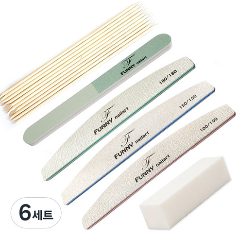 퍼니네일 프리미엄 지브라파일 세트, 지브라3종+쿠션3way광파일+샌딩블럭+우드스틱10p, 6세트