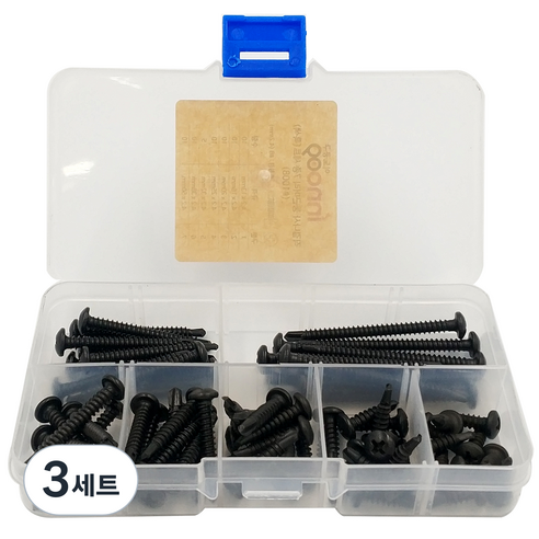 이노공구 직결나사 둥근머리 7종 세트 흑색 1008, 3세트