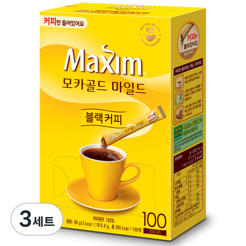 맥심 모카 노슈가블랙, 3세트, 0.9g, 100개입