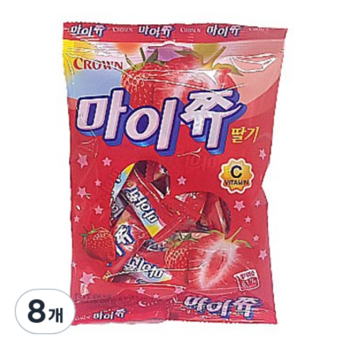 크라운 마이쮸 딸기 츄잉캔디, 92g, 8개