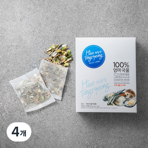 해통령 100% 엄마국물 조개해물다시백, 14g, 10개입, 4개