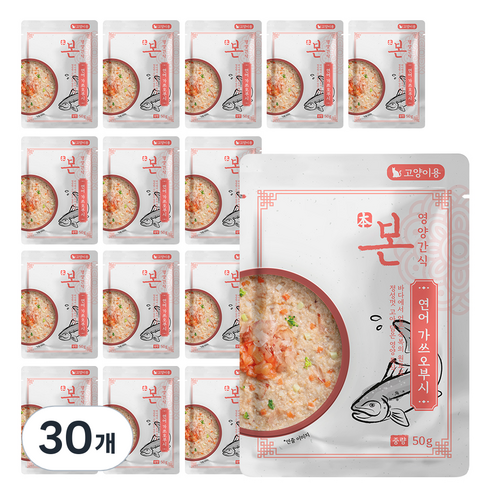 인터펫코리아 고양이 본 영양간식 죽, 혼합맛(연어/가쓰오부시), 50g, 30개
