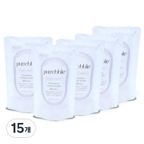 퓨어블 포밍 핸드워시 리필 퍼플 300ml, 플로랄향, 15개