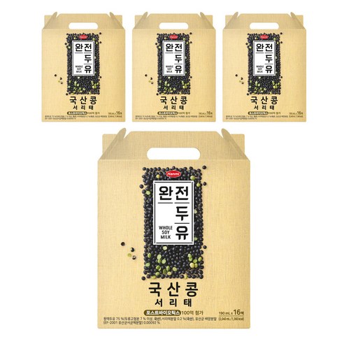 한미두유 완전두유 국산콩 검은콩 서리태, 190ml, 64개