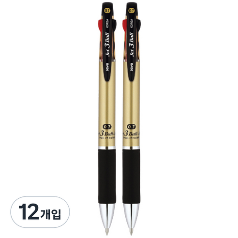 자바펜 제트 3볼 M 다색펜 0.7mm, 샴페인 골드, 12개입