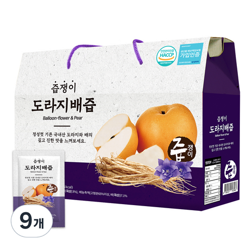 즙쟁이 도라지 배즙, 2.4L, 9개