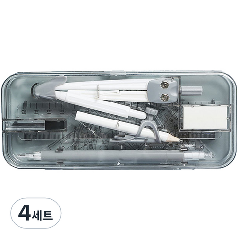 유로엔젤 제도용 캠퍼스 룰러 9종 + 필통 세트, 블랙, 4세트