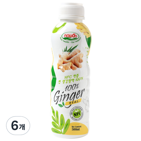 나원 NFC 착즙 찐 생강 원액 100%, 500ml, 6개