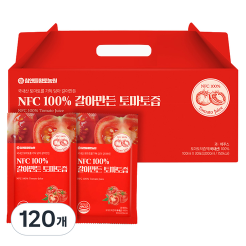 참앤들황토농원 NFC 토마토즙, 100ml, 120개