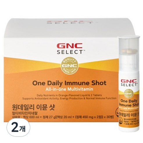 GNCSELECT 원데일리 이뮨 샷 멀티비타민, 30회분, 2개