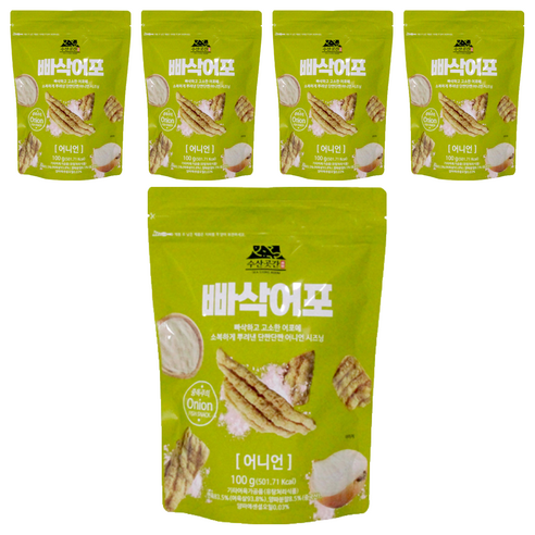 빠삭어포 어니언, 100g, 5개