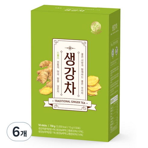 우리차 생강차, 15g, 50개입, 6개