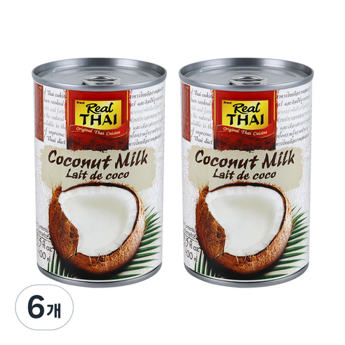 리얼타이 코코넛밀크 통조림, 400ml, 6개