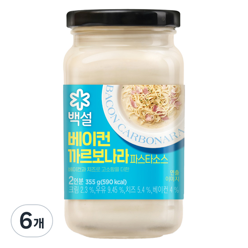 백설 베이컨 까르보나라 파스타 소스, 355g, 6개