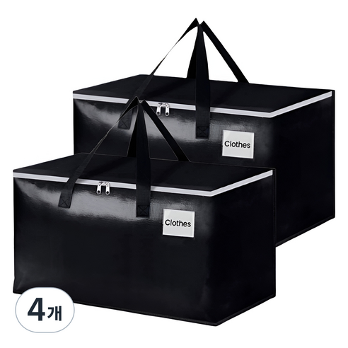 로이홈 대용량 PE 고급 수납 정리 이사 가방 90L, 블랙, 4개