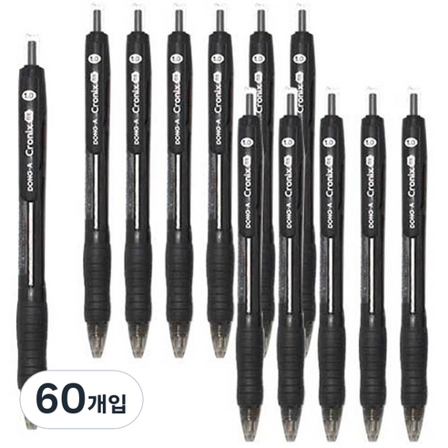 동아 크로닉스 DX 볼펜 1.0mm, 블랙, 60개입