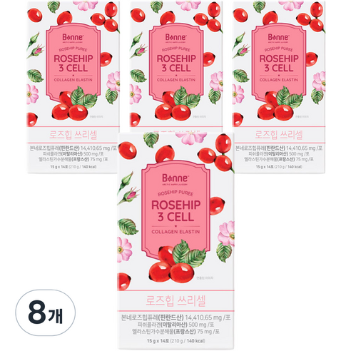 본네 로즈힙 3CELL 콜라겐 엘라스틴 14p, 210g, 14개입, 8개