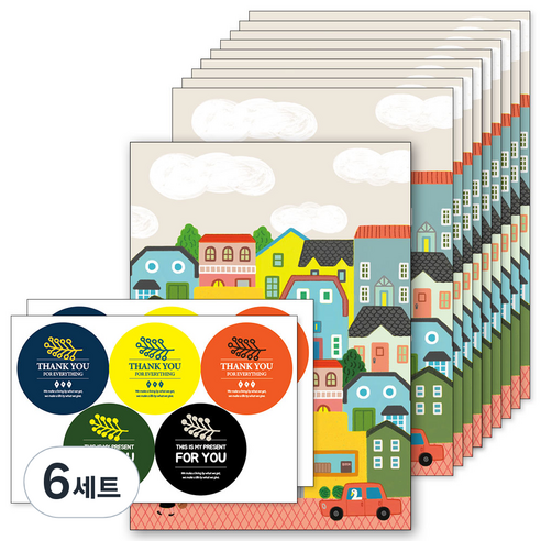 앤캐비넷 선물봉투 10p + 스티커 2p 세트, 빌리지, 6세트