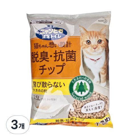 가오 냥토모 소취 고양이모래 대입자, 2.5L, 3개